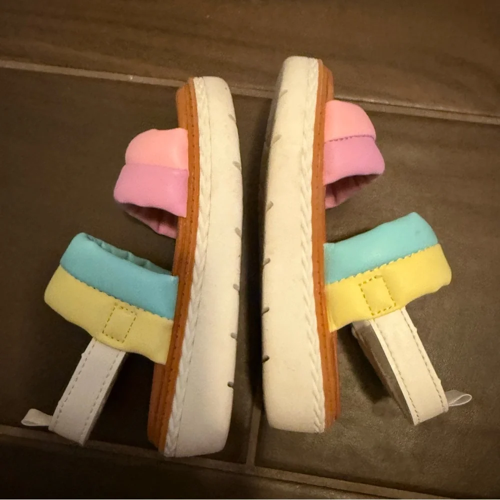 OshKosh B'gosh Loredana Multicolor Yellow Green Pink Pastel Wedge Sandals 8